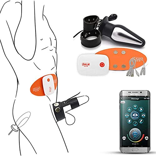 ZTHBYSB SM Folter Elektro Schock Stimulator, Sex Elektrostimulation Set mit Anal Plug/Dildo und Penisring/Cock Ring, APP Fernbedienung Reizstromgerät Sexspielzeug für Frauen Männer Paare,L