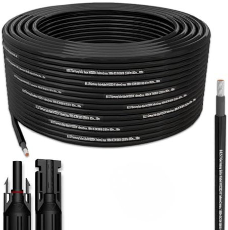 Solarkabel Solarleitung 75m 4mm² Photovoltaik PV Kabel + 10 Stecker Schwarz