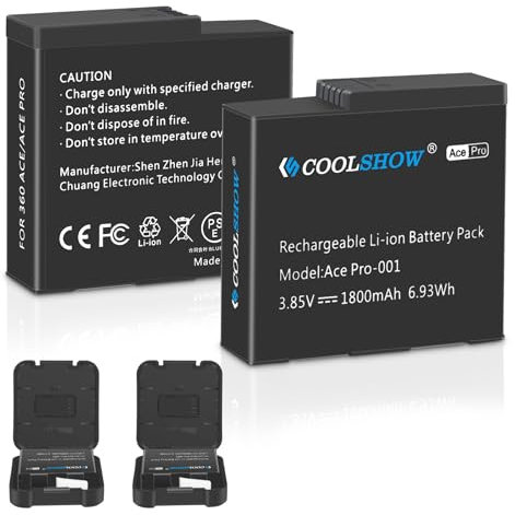 COOLSHOW Ace/Ace Pro Ersatzakku 1800mAh 2 Stück Kompatibel mit Insta360 Ace/Ace Pro Kamera