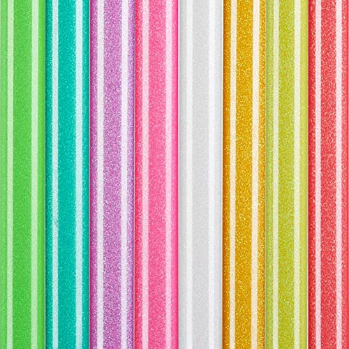 XhuangTech 8 PCS Heat Transfer Vinyl Glitter Glow in The Dark, 12” x 10” HTV Glitter Luminous Vinyl Bundles Iron On Vinyl, Transfer Paper Vinyl Sheets for DIY T-Shirts Hat Fabric