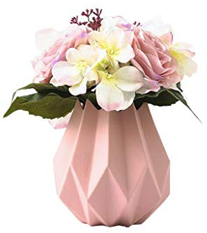Rivet Moderne abgewinkelte Vase aus Steinzeug, Dekor, weiße Keramikvase, Moderne Heimdekoration, Porzellanvase, Blumenvase, Origami-Design
