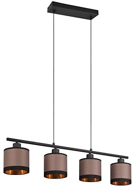lightling Modern Pendellampe Davis 4-flammig, Höhe anpassbar, Stoffschirm in Taupe, exkl. 4 x E14 max. 10W, Ø 12 cm, Höhe 150 cm, Metall, schwarz matt