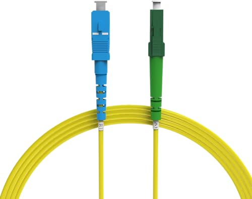 nexinex - 5m Glasfaserkabel LC/APC auf SC/UPC Patchkabel | LWL Simplex Singlemode OS2 FTTH Glasfaser Lichtwellenleiter Kabel