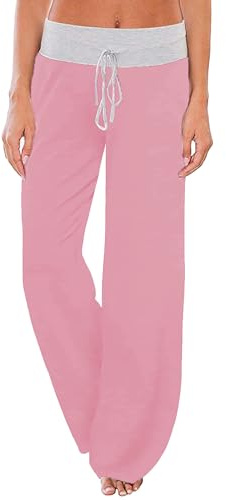 Famulily Pantalon de détente confortable et extensible avec cordon de serrage pour femme - Noir
