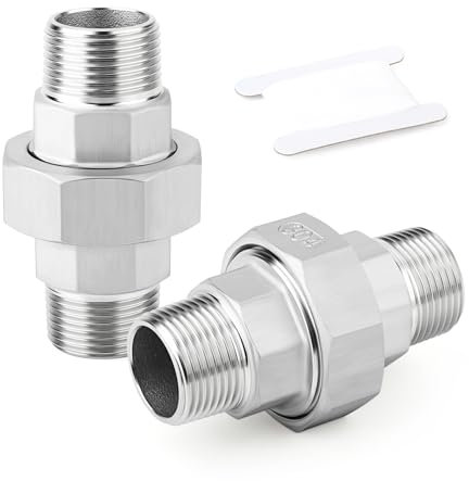 ERGAOBOY 1 PCS 304 Acciaio inox Unione,1 BSP maschio x 1 BSP maschio Raccordo per acqua/olio/gas