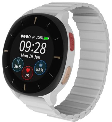 Audar E2 Remote 24/7 Health Monitoring Cellular Watch - Heart Rate, Temperature, Blood Pressure & Oxygen, Fall Detection, GPS SOS Alarm, Multi-user Dashboard and WebApp, Ultra-low Power Consumption
