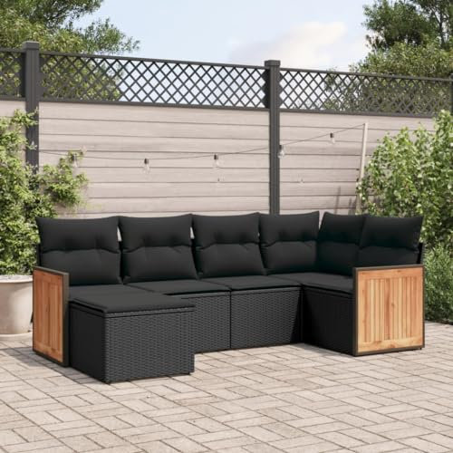Faroom Gartenlounge Balkon mit Stauraum Ecklounge Klein Garten Lounge Sofa Outdoor Sitzecke Balkon Loungemöbel Gartensofa Ecksofa Balkonmöbel Rattansofa Couch Schwarz 6-tlg-Type-62