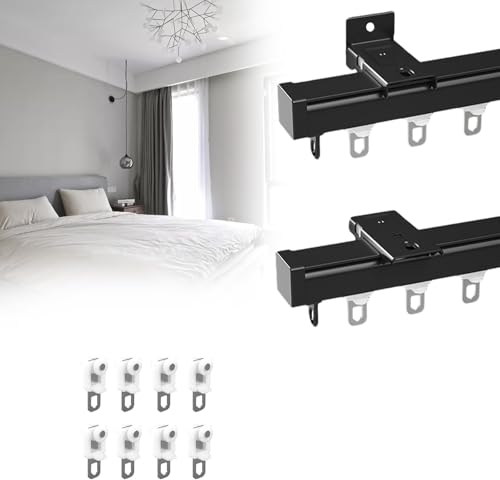 ROFBIHG Metall-Vorhangschiene, einläufige Deckenvorhangschiene, Heavy-Duty Vorhang Schienen, Vorhangstangen/gerade Schiene zur Wand- oder Deckenmontage, Raumteiler-Gardinenschiene Zubehör, 2 Stile