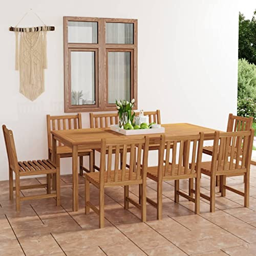 JUDYY 9-TLG. Garten-Essgruppe Massivholz Teak, Esstisch Mit Stühlen Set, Gartenmöbel Sitzgruppe, Balkon Möbel, Gartenlounge Set, Terrassenmöbel, Balkonmöbel Set - 3059946