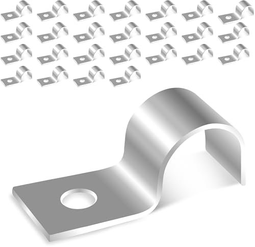 Jyvex 30 Pezzi Collari per Tubi, 10mm Cavallotti per Tubi Tondi, 304 Spessorato Fermo Tubo, Singolo a U Morsetti Tubi Per il Fissaggio di Cavi, Fili e Tubi