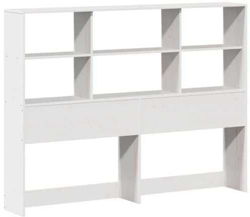 vidaXL Tête de Lit avec Rangement en Bois Massif de Pin - Blanc 140 cm - Sur Pied