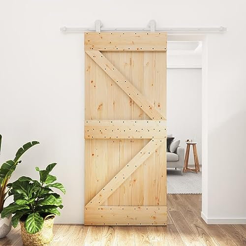 IKAYAA Schiebetür Komplettset mit Beschlag - Schiebetüren Holz - Trennwände Holzchiebetür Komplettset 90x210 cm Weiß