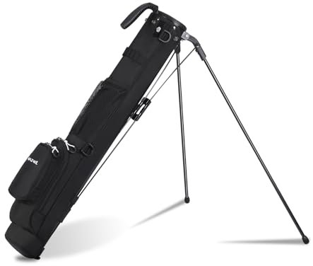MAZEL Sac de golf avec 2 compartiments et 2 poches, bretelles réglables, nylon 900D de qualité supérieure, léger, pour homme et femme (noir)
