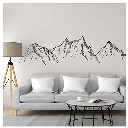 esmen Wandaufkleber Wandtattoo Berge Silhouette Wandbilder Aufkleber für Wohnzimmer Mordern Raumdekoration Abziehen und Aufkleben Wandtattoos Fensteraufkleber