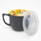 Zinueen Bols à soupe avec poignée - Grand bol à soupe avec couvercle - 900 ml - En céramique - Pour micro-ondes et table - Gris