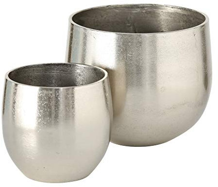 WHW Whole House Worlds Crosby Street Bucket Style Cache-Pot Pflanzgefäße, 2er-Set, poliertes silberfarbenes Aluminium, 19,1 cm und 14 cm Durchmesser