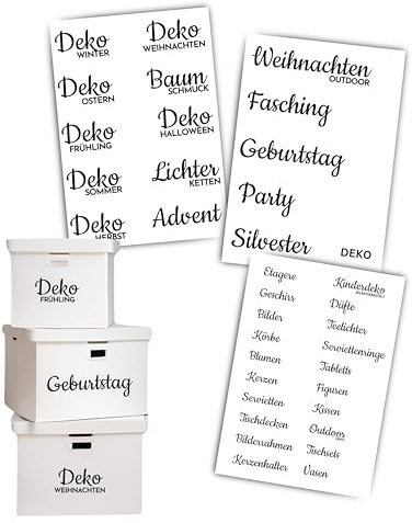 JuPaRo Ordnungsaufkleber, Haushaltsorganizer, Sticker Weihnachtsdeko, Deko organisieren, Keller Ordnung, Deko organisieren, Weihnachtsdeko Organizer, Deko sortieren (Dekoration)