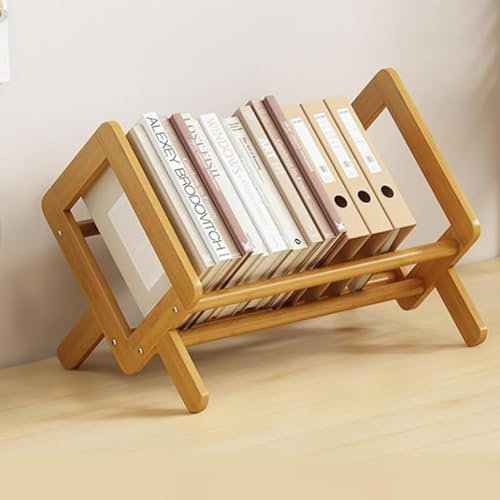 SunshineFace Wood Tilting Bookcase, Desktop Bookshelf Organizer Display Stand Storage Rack Creative Small Book Shelf for Books Magazines CDs