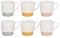 Set of 6 Stackable Floral Mugs Pink Yellow Green - 12 Ounce 370ml Modern Contemporary - Tea Coffee Cups Latte Cappuccino Hot Chocolate Drinks - Home Kitchen Work Office Mug Set