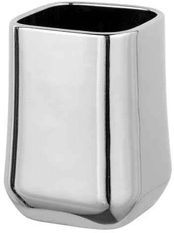 Generisch Zahnputzbecher - H 10,5 cm - Chromfarben - Keramik