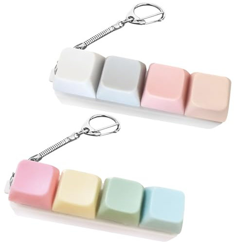 4 Keys Keyboard Fidget Toy for Adults, 2Pcs Removable Carabiner Keychain for Exercise Wrist & Stress Relief Pass the Time, Anxiety Decompression (Multiple)