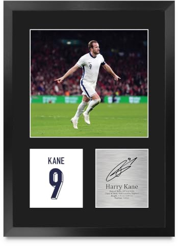 HWC Trading Harry Kane England Geschenke Gedrucktes Signiertes Autogramm Foto für Fußball Anhänger and Fans - A3 Porträt Gerahmt