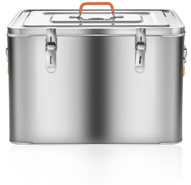 Stainless Steel Ice Chest, Insulated Hard Cooler, Commercial Drop-in Ice Bin Chest, Camping Cooler with Cover, Outdoor Kitchen Ice Bar, Rectangle Freestanding Ice Bin for Cold Wine Party(65L)