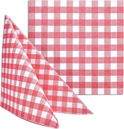 Einwegserviette TNT 40x40 aus Vlies rot kariert | 50 Stück | strapazierfähig | saugfähig | stoffähnlich | ideal für Gastronomie | biologisch abbaubar
