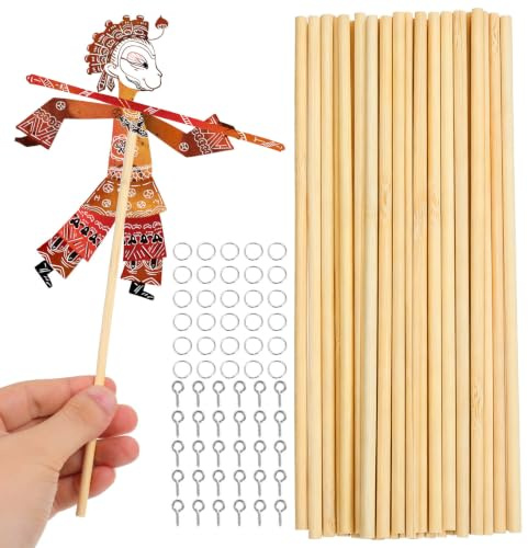 ORFOFE 30 Stück Armsteuerungsstäbe für Schattenspielpuppen, 20 cm | Beige, Holz, Kreative Selbstgemacht Ausführung, Flexible Steuerung, für Handpuppen und Schattenspiel
