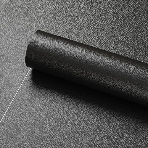 MYSHELL Kunstleder Selbstklebend Meterware, Leder Selbstklebend Reparatur Patch PU, Kunstleder Reparaturset für Sofa, Autositz, Möbel, Motorrad, Handtaschen (Schwarz, 40 x 100 cm)