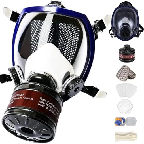 Masque à gaz complet - Masque de protection respiratoire contre la poussière, le nucléaire et la chimie - Avec filtre à charbon actif - Masque anti-poussière - Protection respiratoire contre les