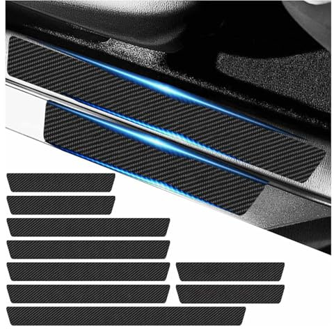 9 Stück Auto Einstiegsleisten Schutz Aufkleber, für Renault Megane Cabrio/Megane Grandtour/Megane RS/Megane RS Kohlefaser Türschweller Lackschutzfolie Schritt Platte Abdeckung