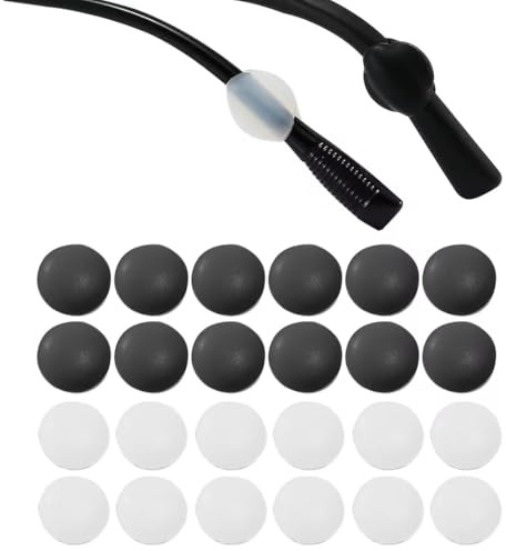 24 Stück Brillen Rutschstopp-Hülsen M-Bean-Form, 12 Paare (6 Schwarz + 6 Weiß) Ultraweiches Silikon Brillen Bügel Überzug, Anti-Rutsch Brillen Zubehör Für Optische Brillen Sonnenbrillen Lesebrillen