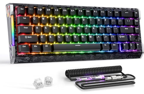 ATTACK SHARK R68 HE Clavier à Déclenchement Rapide 8000Hz, Précision RT de 0,005 mm, Clavier de Jeu Filaire, Top en Fibre de Carbone, Côtés en Aluminium CNC, RGB, Câble Enroulé C01, Noir