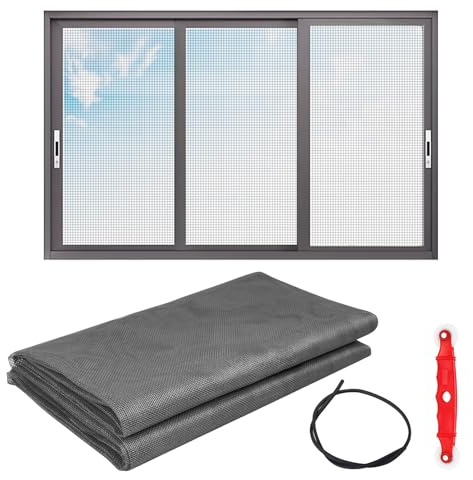 Window Screen Mesh 1.5×3m, Fly Screens for Windows, Cuttable Mosquito Net | Window Bug Screen with Installation Tools, DIY Insect Mesh for Windows Doors (Grey)