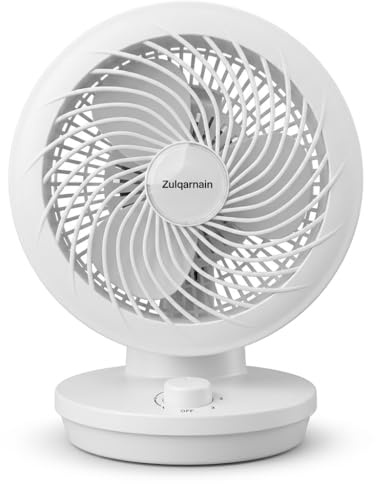 A2Z 8 Inch Table Fan Desk Fan with 3 Speed Settings Premium Motor 30W | Wide Angle Auto Swing Air Distribution Adjustable Tilt Head Quiet Operation Compact Cooling Fan for Home Office Bedroom White