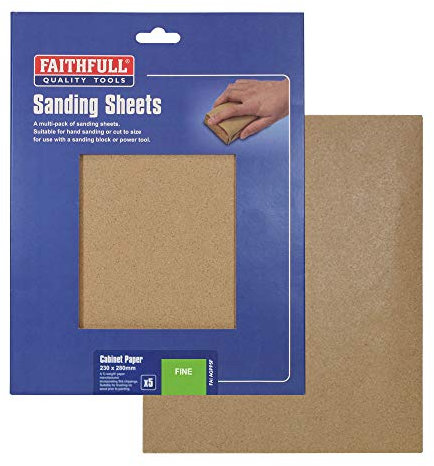 Faithfull AGPP5F Lot de 5 feuilles fines pour papier de verre 230 x 280 mm