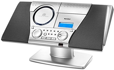 Karcher MC 6550N Sistema Musicale con CD Player e Lettore Cassette, Sistema Stereo Verticale con Radio e Sveglia, Argento