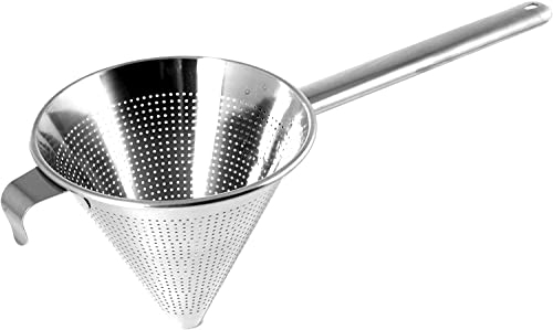 PIAZZA - Colino Cinese Acciaio Inox Piccolo 24 Cm - Setaccio da Cucina a Cono Forato per Alimenti (Sughi, Salse, Creme, Pasta, Riso) Aggiungilo al tuo Set Utensili da Cucina