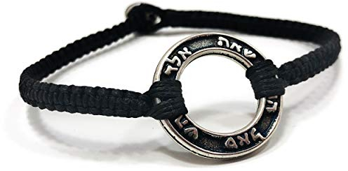 Silberfarbener Anhänger auf schwarzem Makramee-Armband für Herren, Geschenk für Männer, Freund, Ehemann, Vater oder sich selbst, 20 cm, Silber