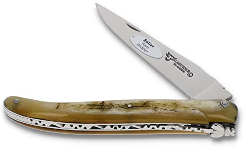 Laguiole en Aubrac Taschenmesser Griff Widderhorn mit Kruste L0512BEIF 12cm Klinge glänzend