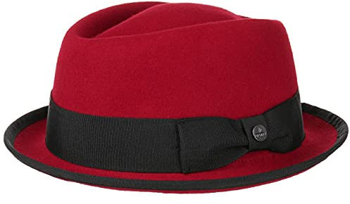 LIERYS Fedora Pork Pie aus Wollfilz Damen/Herren - Porkpie Hut Wasserabweisend & Knautschbar - Filzhut Sommer/Winter - Herrenhut rot M (56-57 cm)