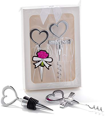 Bomboniera Regalo Tappo E Cavatappo Acciaio Bianco Scatola Matrimonio Sposi Regalo