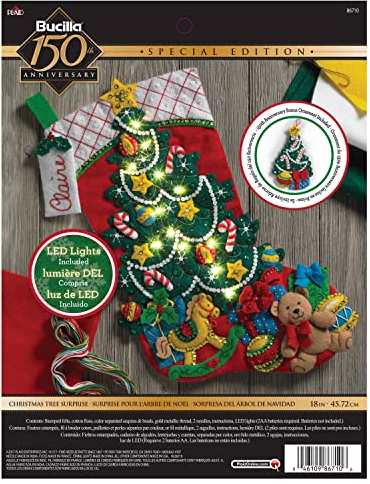 Bucilla 86710 Weihnachtsbaum-Überraschung Strumpf-Set, Filz, Baumwolle