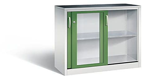 Werkzeugschrank mit Sichtfenster-Schiebetüren, 1 Boden, H1000xB1200xT500mm