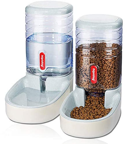 Automatischer Futterspender für kleine und mittelgroße Haustiere, 3,8 l, Reisefutterspender und Wasserspender für Hunde, Katzen, Haustiere (Gray)