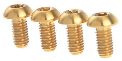 Ruifu Gr5 Titanium Alloy M5 x12mm Torx T25 Screws Bolts Set for Bicycle Water Bottle Cage (Pack of 4) (Gold)