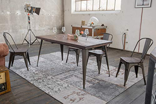 KAWOLA Esstisch Massivholz KELIO Esszimmertisch Holz/Metall 200x90cm, Industrial Style, Robust & Modern