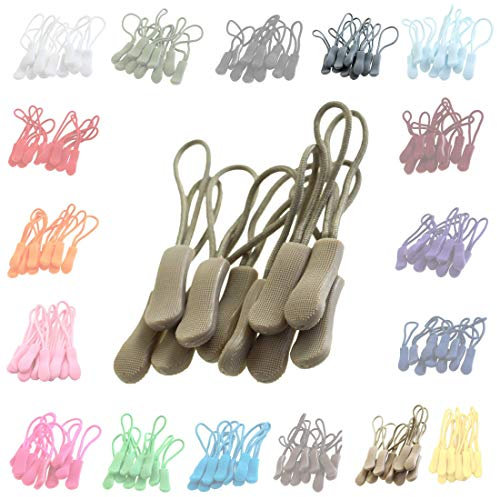 10 Zipper-Schlaufen 70 Farben Reißverschluss-Anhänger Reißverschluss-Verlängerung Pull Anhänger, Farbe:hellbeige