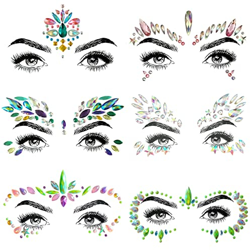 SHINEYES autocollants pour le visage et le visage de rave avec strass pour le visage et le corps (6 Pcs No.06)
